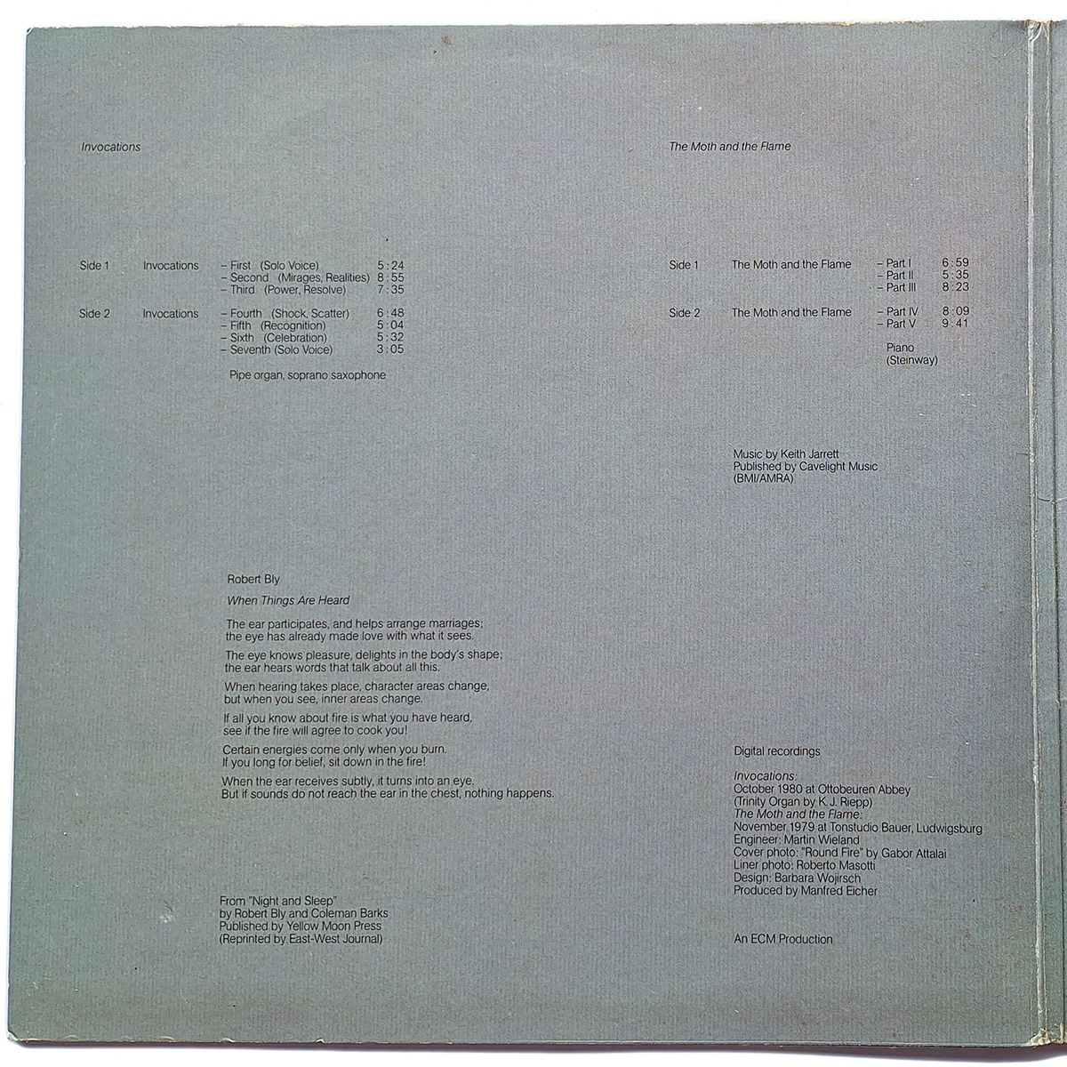 KEITH JARRETT. INVOCATIONS / THE MOTH AND THE FLAME - Imagen 2