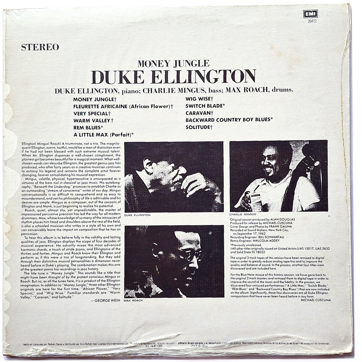 DUKE ELLINGTON, CHARLIE MINGUS, MAX ROACH. MONEY JUNGLE - Imagen 2