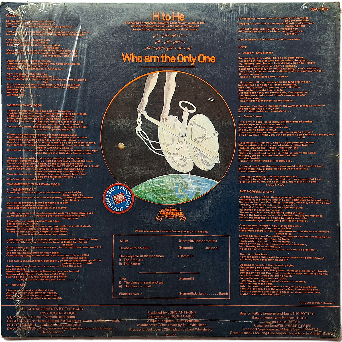 VAN DER GRAAF GENERATOR. H TO HE WHO AM THE ONLY ONE - Imagen 2
