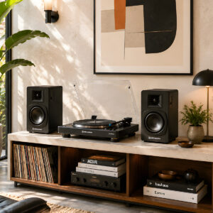 COMBO AUDIO TECHNICA TOCADISCO AT-LP70XBT-BS + PARLANTES AT-SP3X